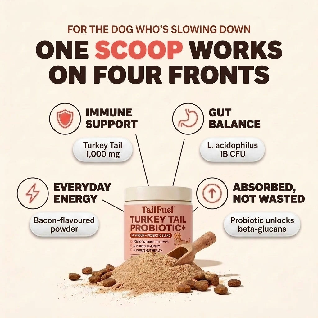 TailFuel™ — Turkey Tail Probiotic+ for Senior Dogs